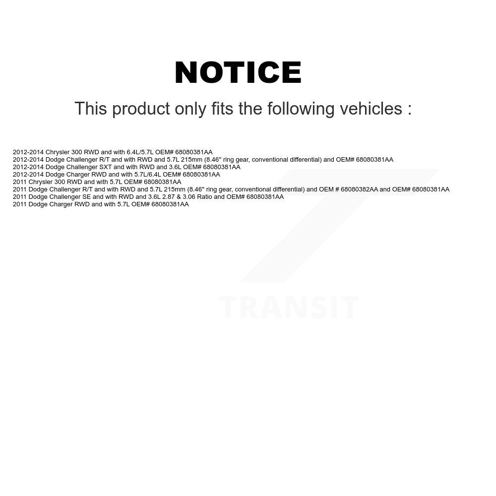 CV Axle Shaft Rear Left NCV-CH12008 For Dodge Chrysler 300 Charger Challenger