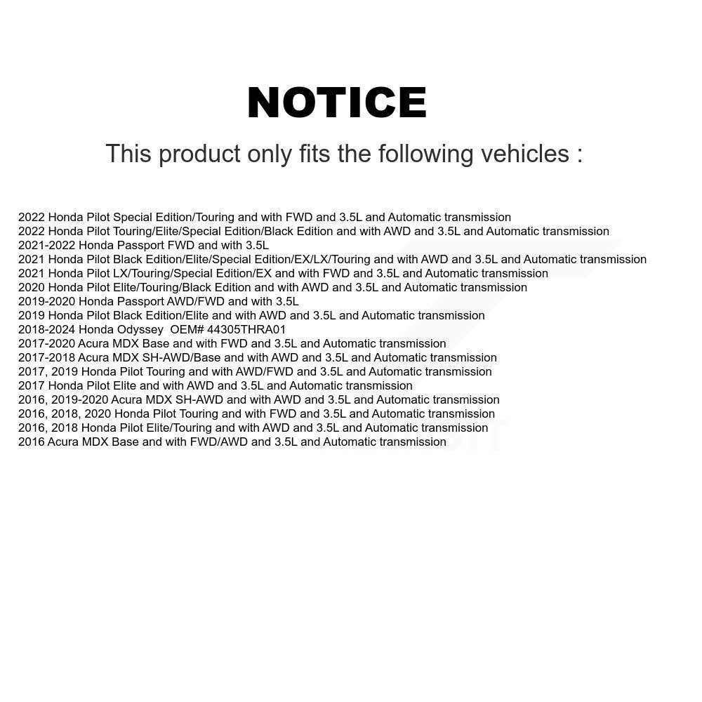 CV Axle Shaft Front Right NCV-HO36178 For Honda Pilot Acura MDX Passport