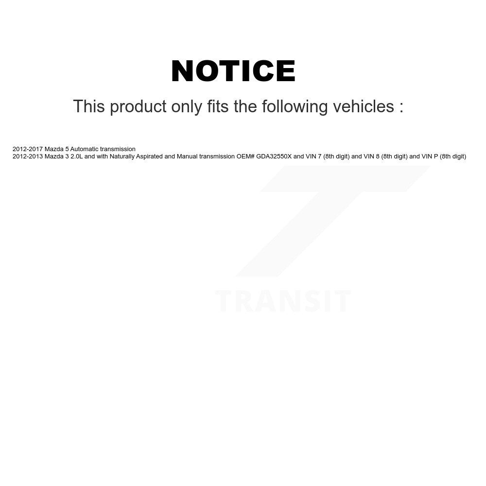 CV Axle Shaft Front Right NCV-MZ47019 For 12-17 Mazda 5 Automatic transmission