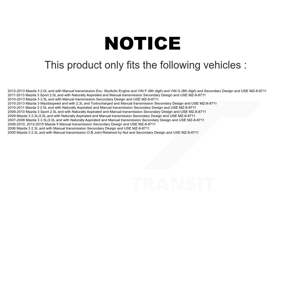 CV Axle Shaft Front Right NCV-MZ47556 For Mazda 3 5 Sport