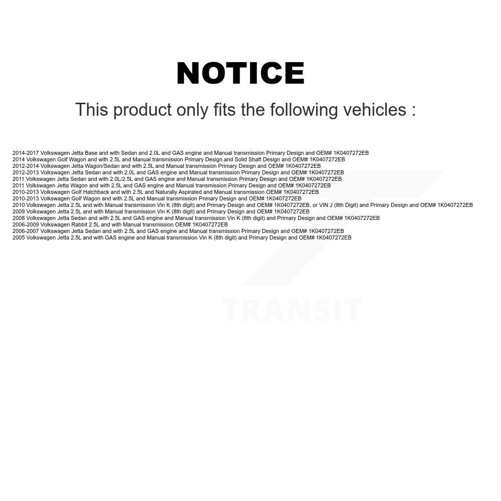 CV Axle Shaft Front Right NCV-VW72116 For Volkswagen Jetta Golf Rabbit