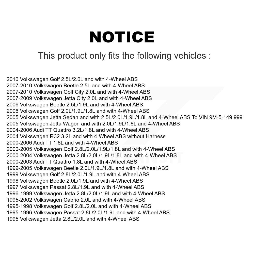 ABS Wheel Speed Sensor Front SEN-2ABS0002 For Volkswagen Jetta Golf Beetle City