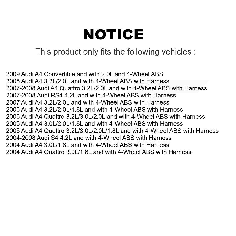 ABS Wheel Speed Sensor Front SEN-2ABS0011 For Audi A4 Quattro S4 RS4
