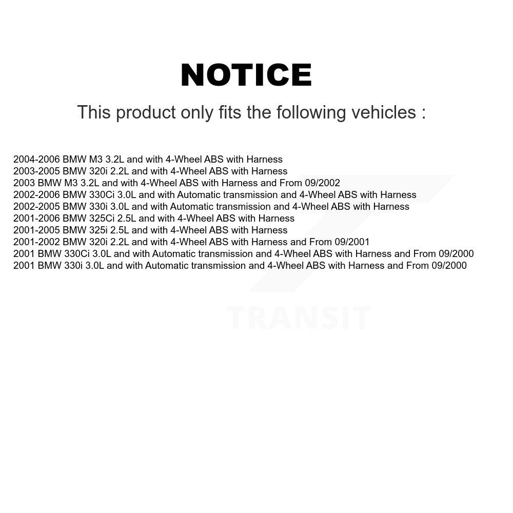 ABS Wheel Speed Sensor Rear SEN-2ABS0075 For BMW 330Ci 325i 325Ci M3 320i 330i