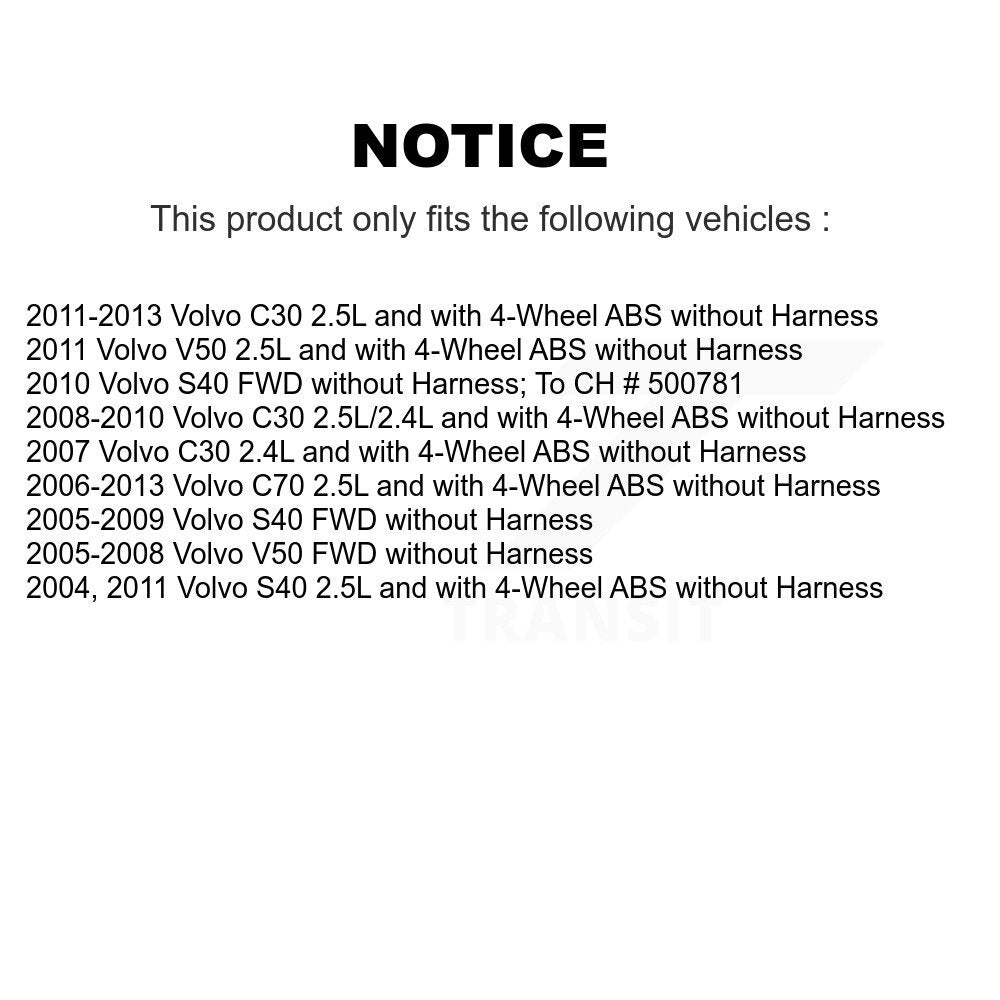 ABS Wheel Speed Sensor Rear SEN-2ABS0102 For Volvo S40 C30 C70 V50