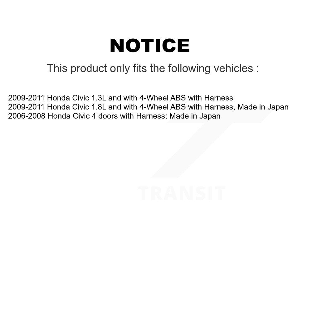 ABS Wheel Speed Sensor Front Right SEN-2ABS0212 For Honda Civic