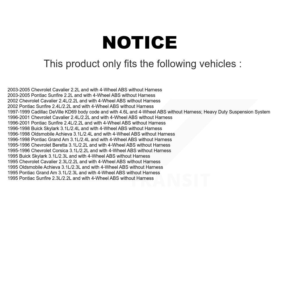 ABS Wheel Speed Sensor SEN-2ABS0287 For Chevrolet Pontiac Cavalier Sunfire Grand