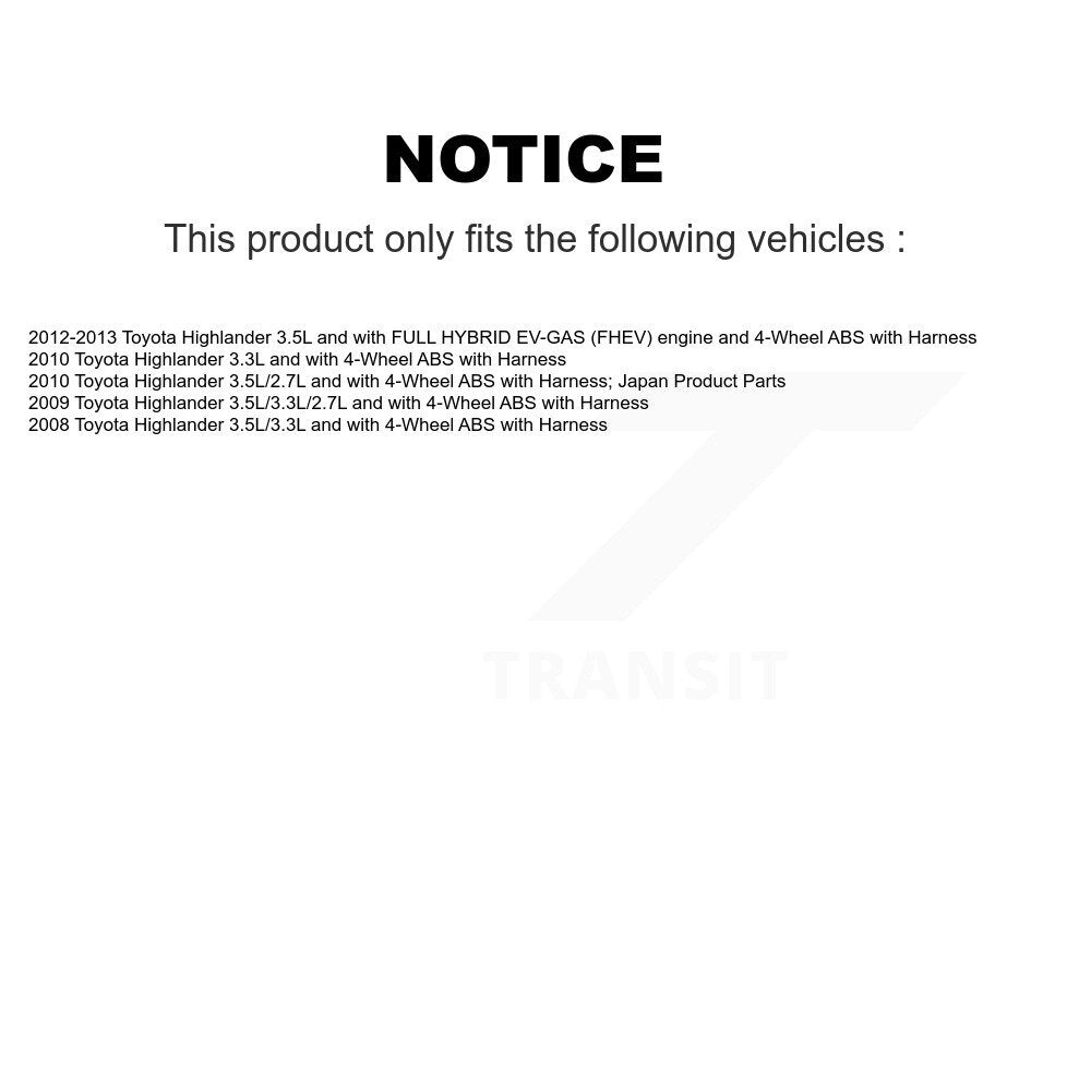 ABS Wheel Speed Sensor Front Left SEN-2ABS0301 For Toyota Highlander