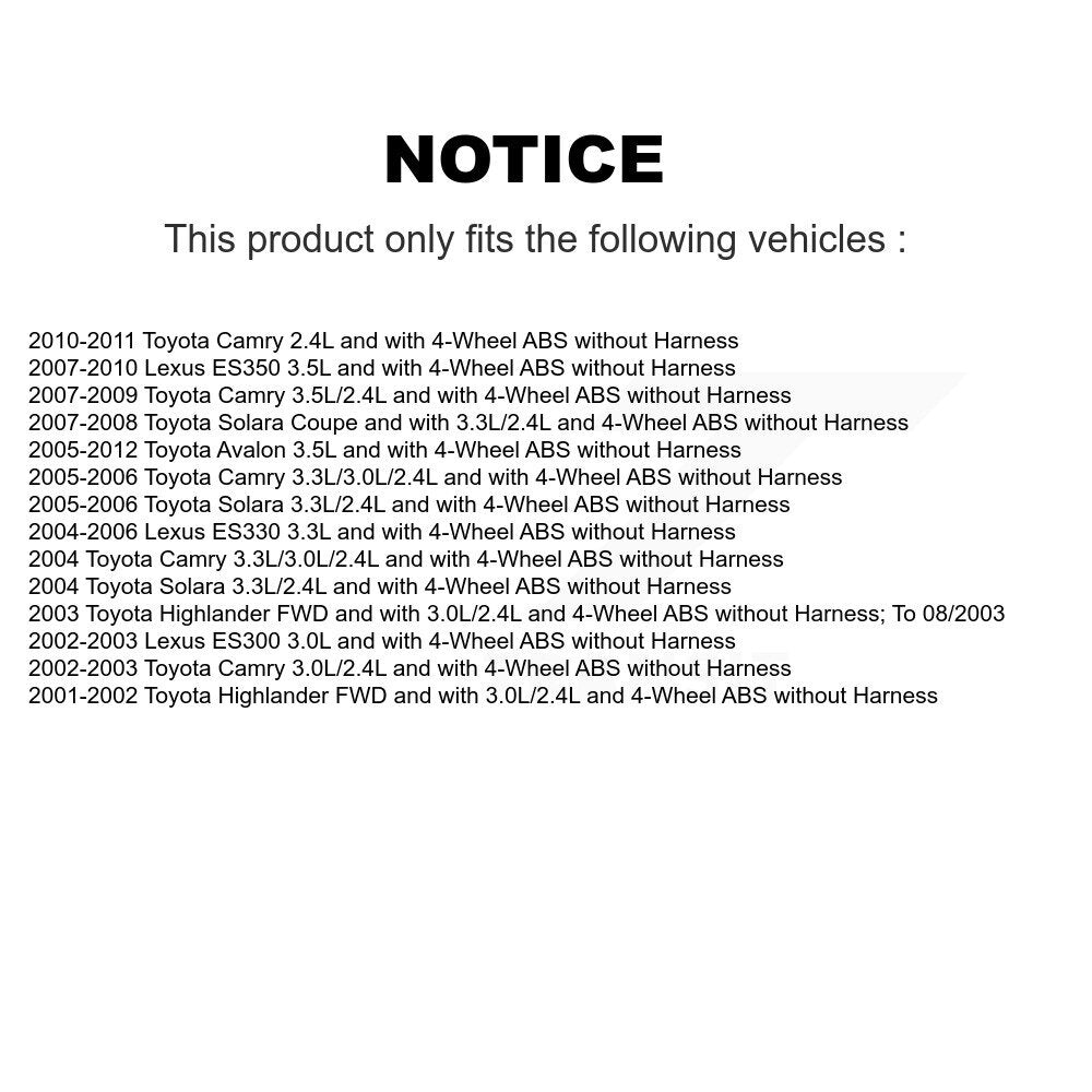 ABS Wheel Speed Sensor Rear SEN-2ABS0303 For Toyota Camry Lexus ES350 Highlander