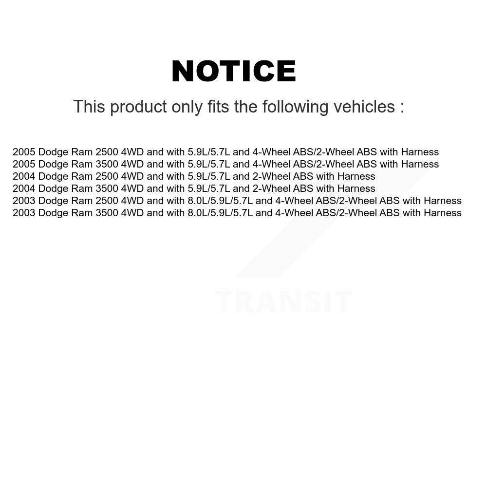 ABS Wheel Speed Sensor Front SEN-2ABS0345 For Dodge Ram 2500 3500 with Harness