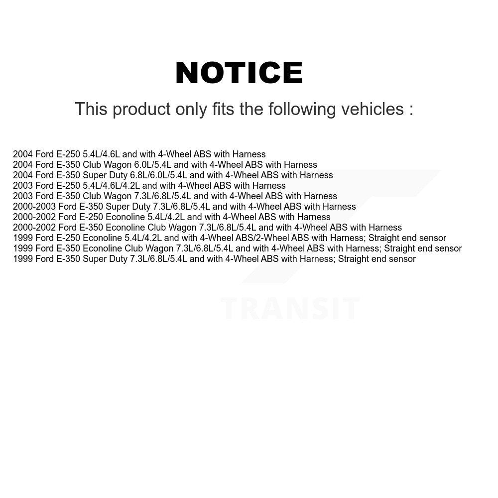 ABS Wheel Speed Sensor Front Right SEN-2ABS0445 For Ford E-350 Super Duty Club