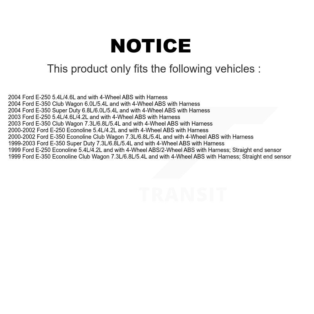 ABS Wheel Speed Sensor Front Left SEN-2ABS0447 For Ford E-350 Super Duty Club