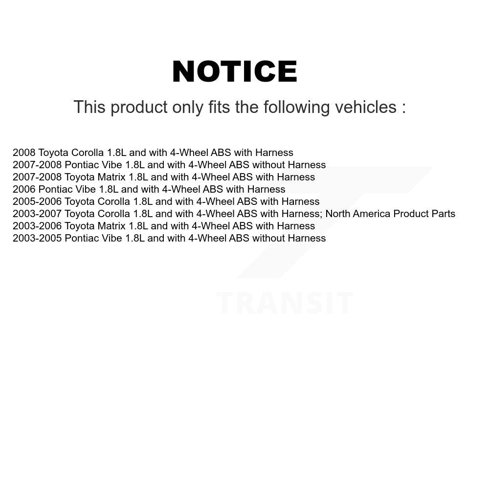 ABS Wheel Speed Sensor Front Right SEN-2ABS0517 For Toyota Corolla Matrix Vibe