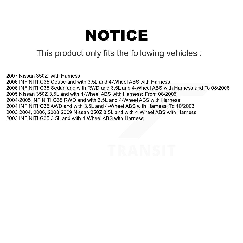 ABS Wheel Speed Sensor Front Right SEN-2ABS0522 For INFINITI G35 Nissan 350Z