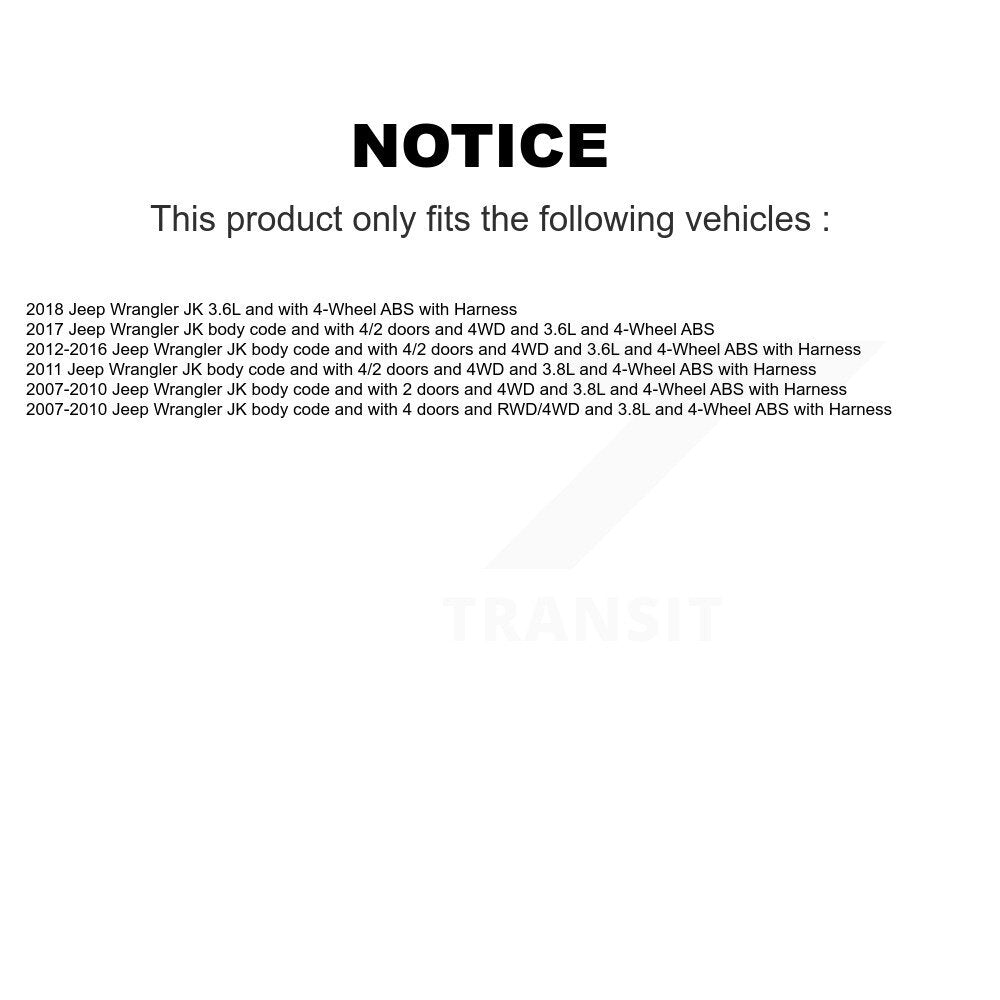 ABS Wheel Speed Sensor Front SEN-2ABS0598 For Jeep Wrangler JK
