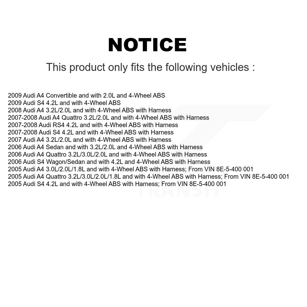 ABS Wheel Speed Sensor Rear Left SEN-2ABS0614 For Audi A4 Quattro S4 RS4