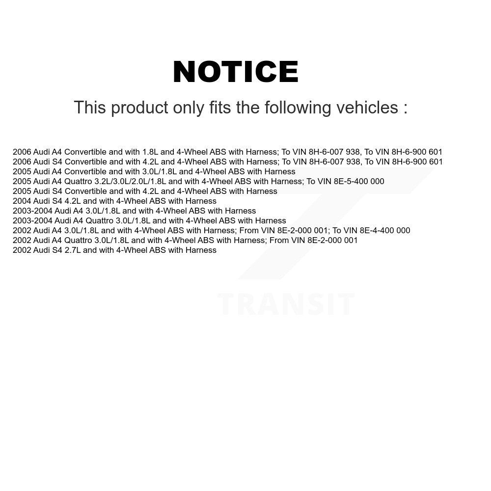 ABS Wheel Speed Sensor Rear Right SEN-2ABS0625 For Audi A4 Quattro S4