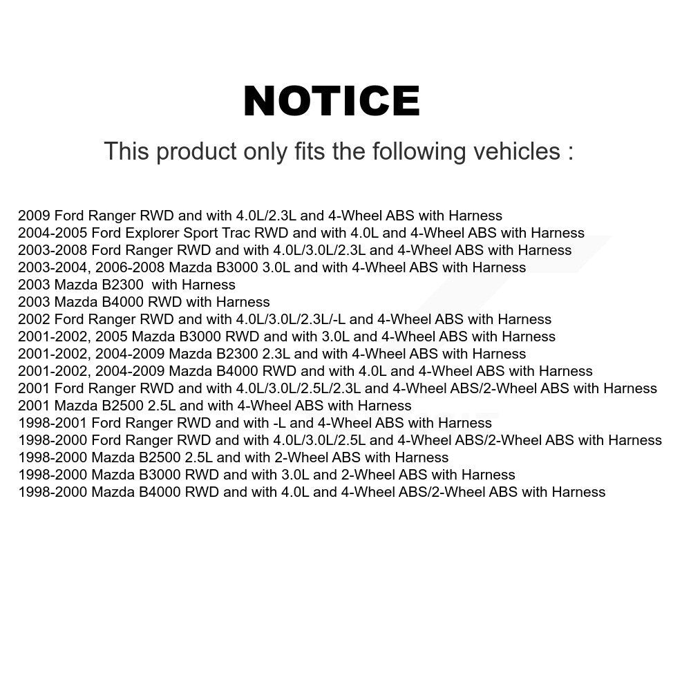 ABS Wheel Speed Sensor Front SEN-2ABS0680 For Ford Ranger Mazda B4000 B3000 Trac