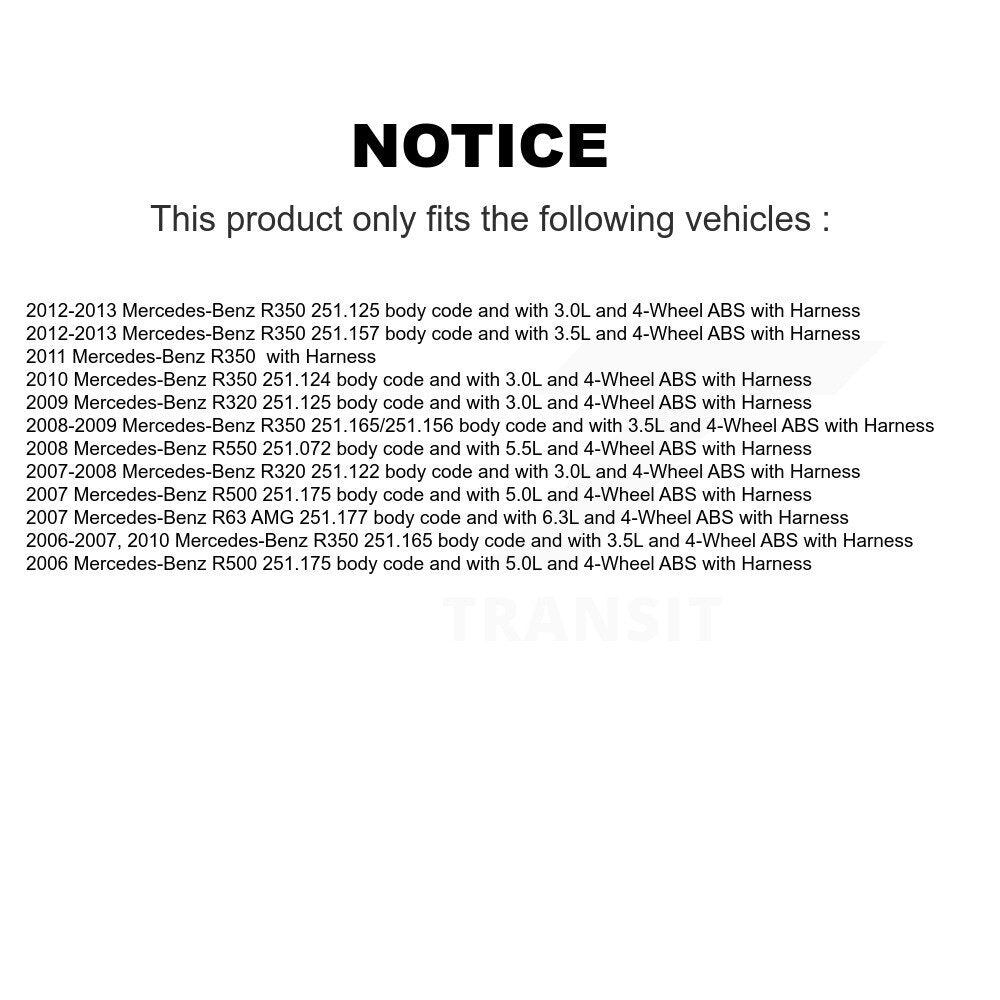 ABS Wheel Speed Sensor Front SEN-2ABS0697 For Mercedes-Benz R350 R320 R500 R550