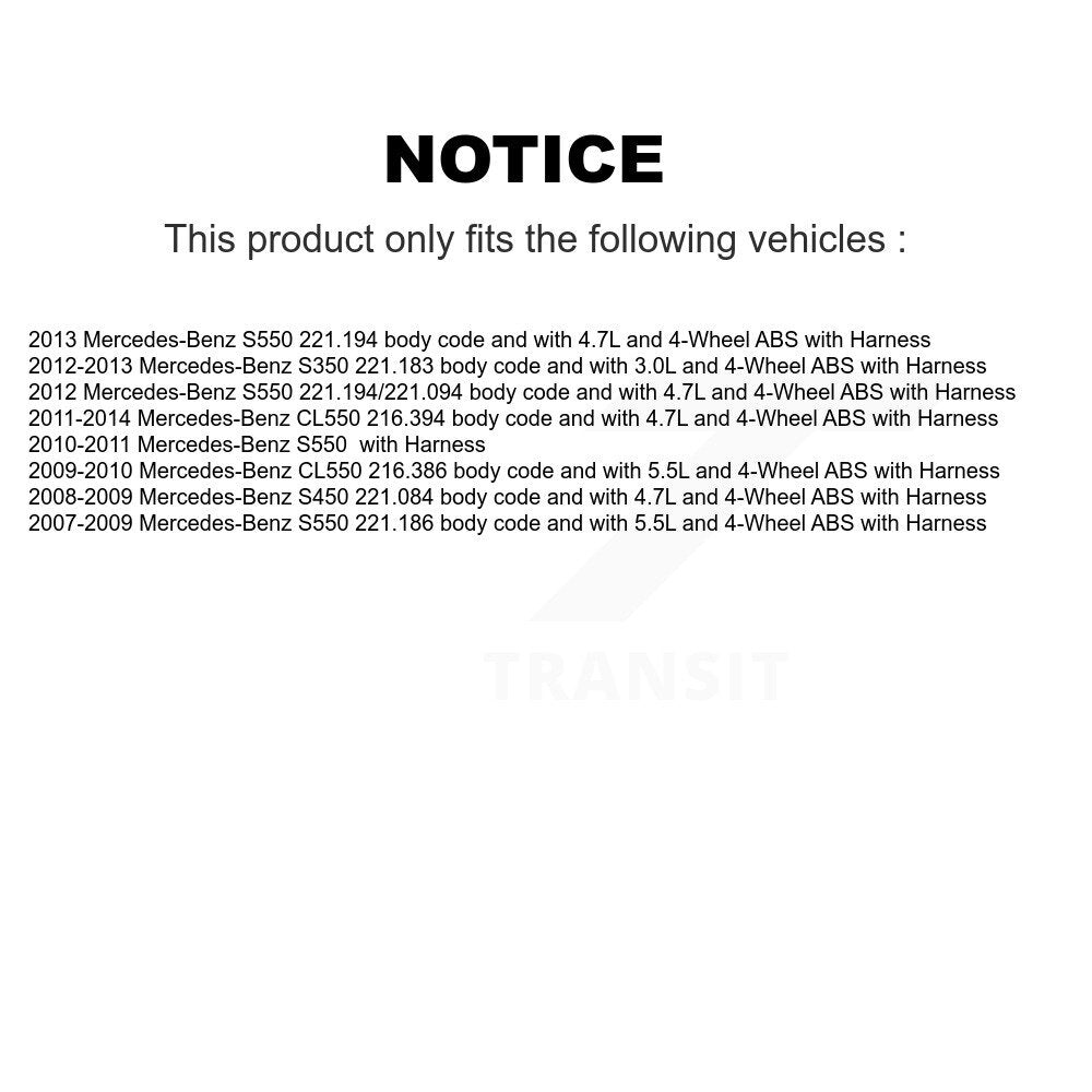 ABS Wheel Speed Sensor Front SEN-2ABS0698 For Mercedes-Benz S550 S450 S350 CL550