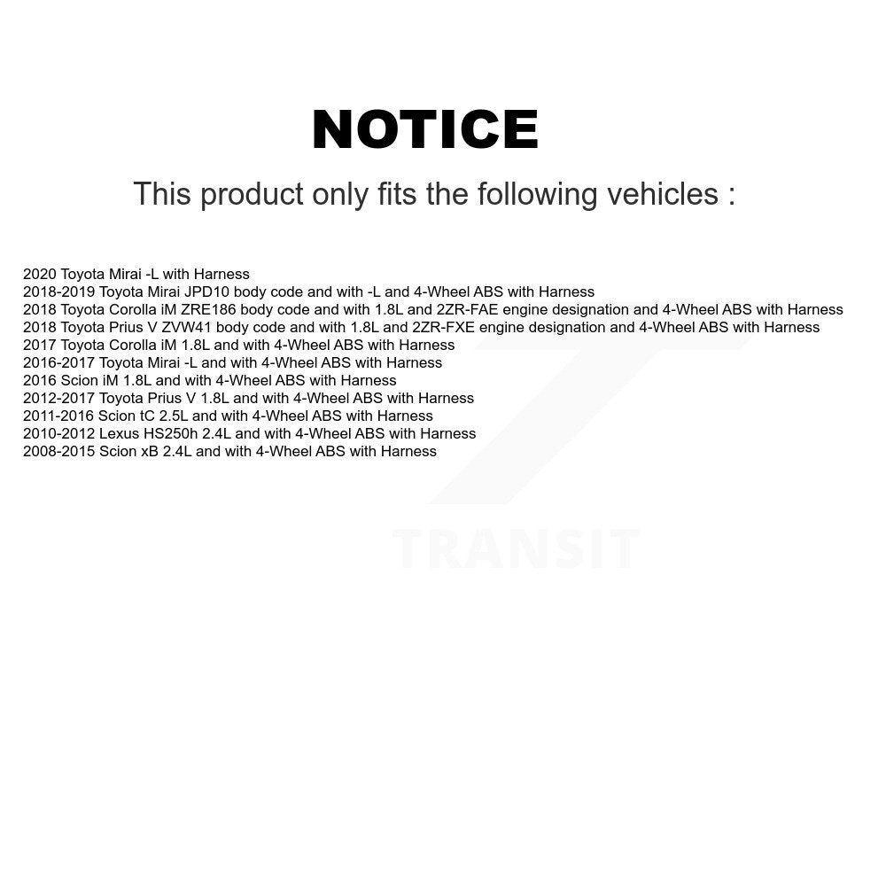 ABS Wheel Speed Sensor Front Right SEN-2ABS0729 For Toyota Prius V Scion Corolla