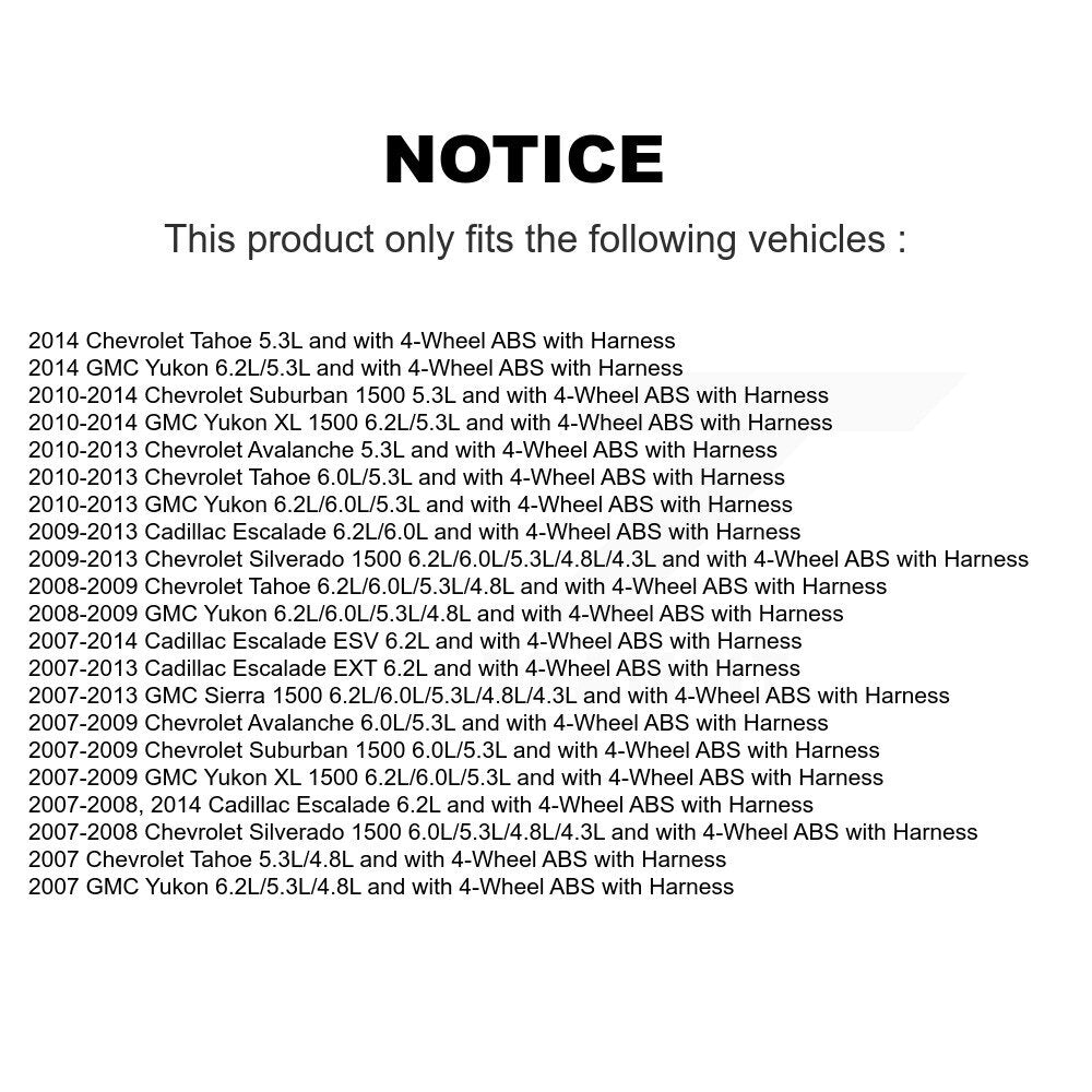 ABS Wheel Speed Sensor Front SEN-2ABS0800 For Chevrolet GMC Sierra 1500 Cadillac