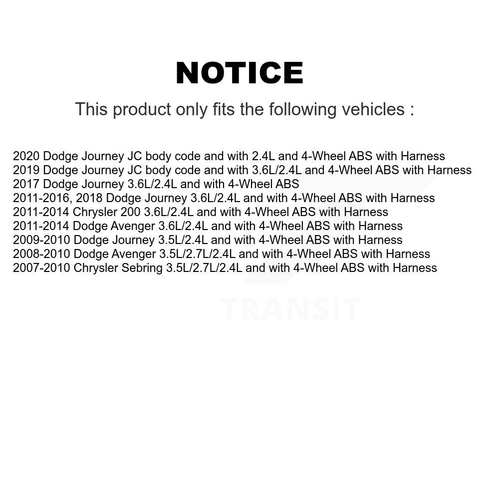 ABS Wheel Speed Sensor Front Left SEN-2ABS0810 For Dodge Journey Chrysler 200