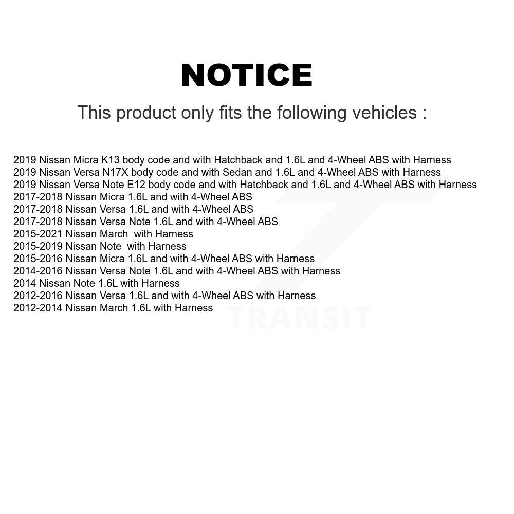 ABS Wheel Speed Sensor Rear Left SEN-2ABS0858 For Nissan Micra Versa Note March