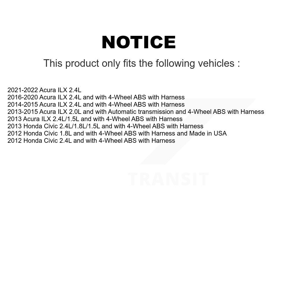 ABS Wheel Speed Sensor Front Right SEN-2ABS0862 For Honda Civic Acura ILX