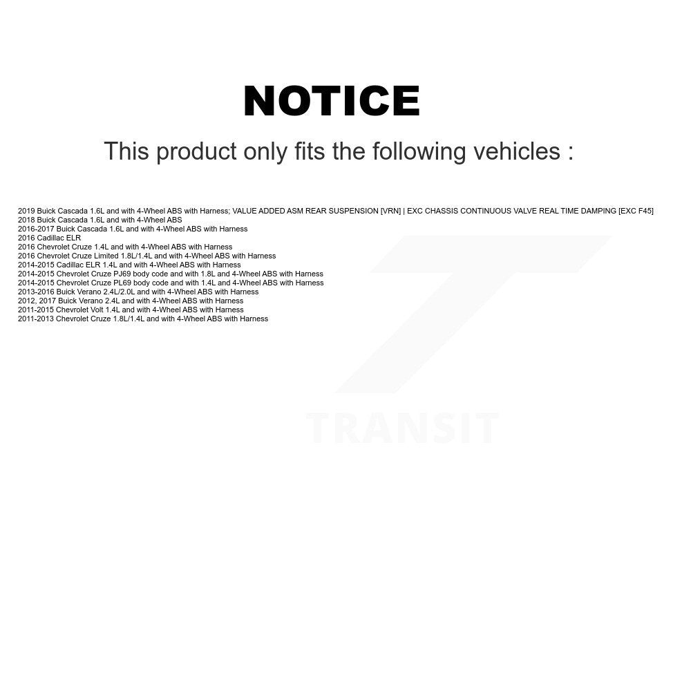 ABS Wheel Speed Sensor Rear SEN-2ABS0883 For Chevrolet Cruze Buick Verano Volt