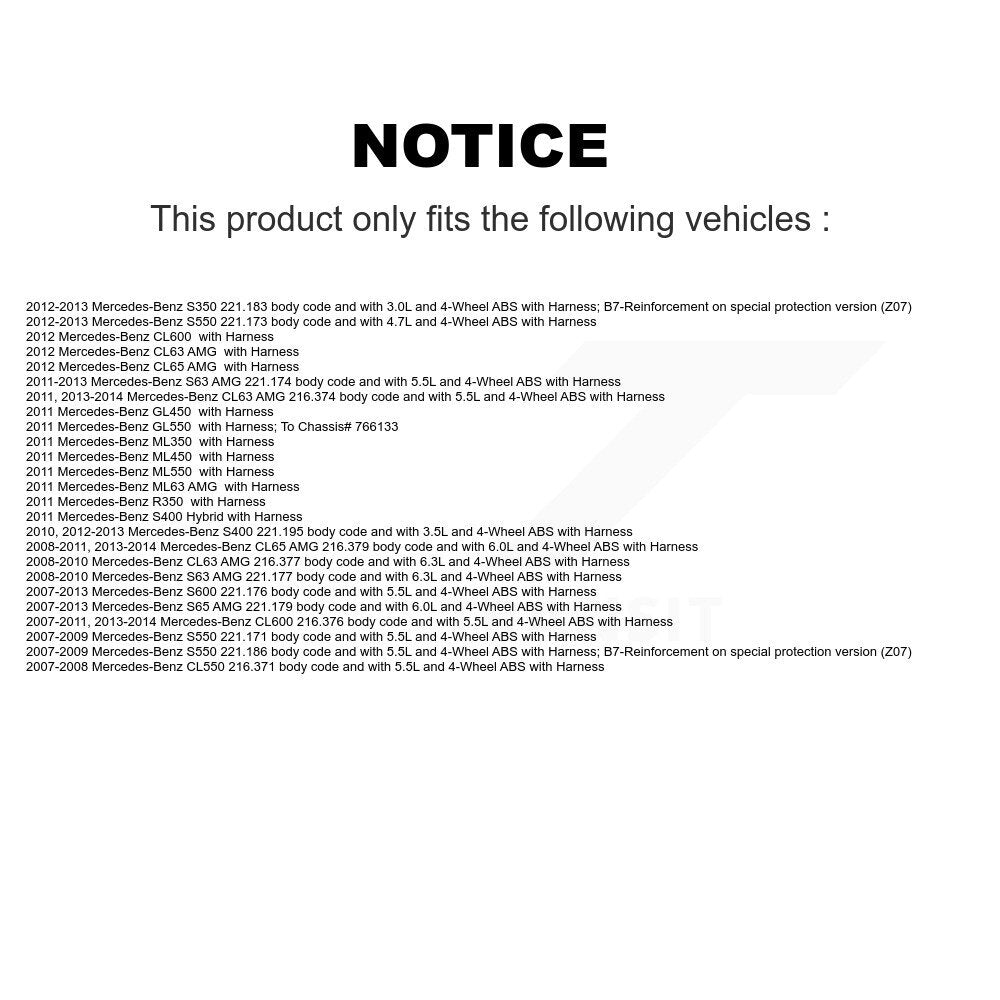 ABS Wheel Speed Sensor SEN-2ABS1020 For Mercedes-Benz ML350 S550 R350 ML550 S350