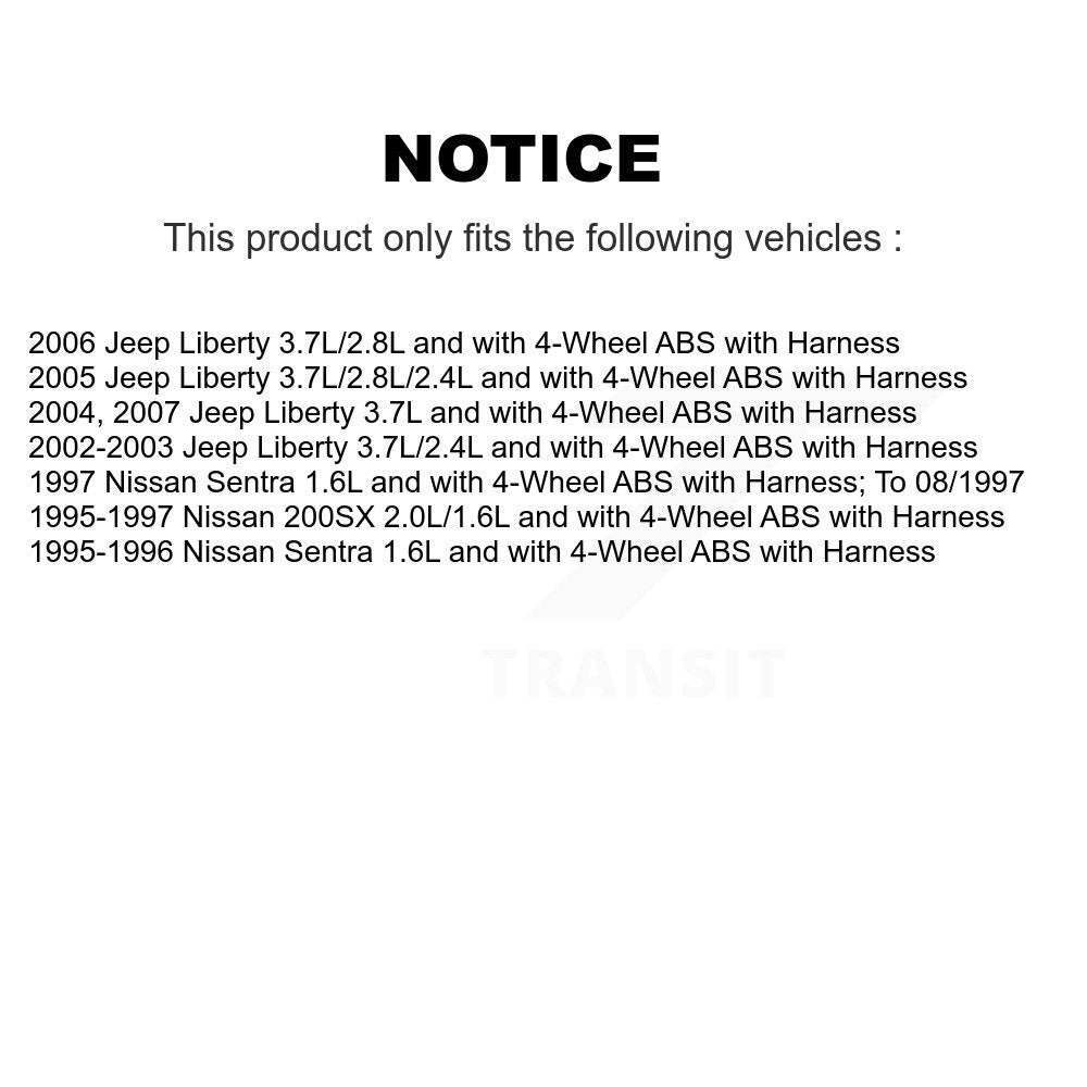 ABS Wheel Speed Sensor Front SEN-2ABS1034 For Jeep Liberty Nissan Sentra 200SX