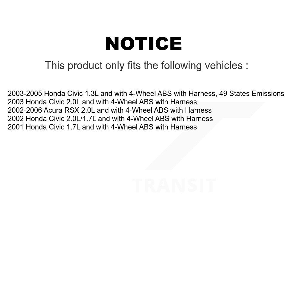 ABS Wheel Speed Sensor Rear Left SEN-2ABS1037 For Honda Civic Acura RSX
