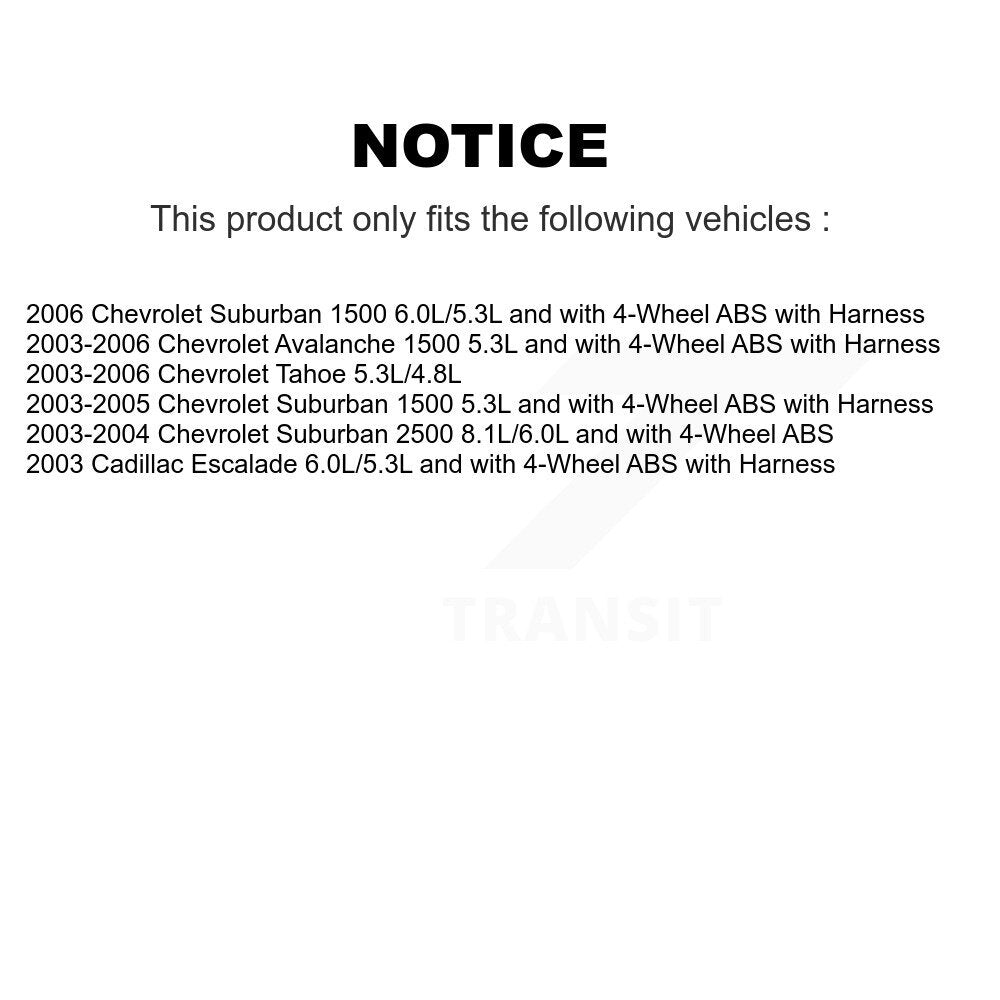 ABS Wheel Speed Sensor Rear SEN-2ABS1268 For Chevrolet Avalanche 1500 Tahoe 2500