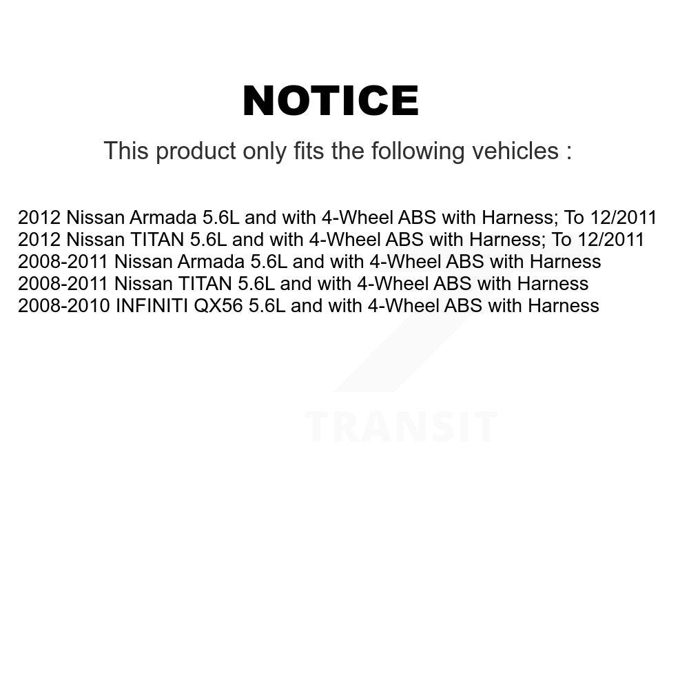 ABS Wheel Speed Sensor Front SEN-2ABS1592 For Nissan TITAN Armada INFINITI QX56