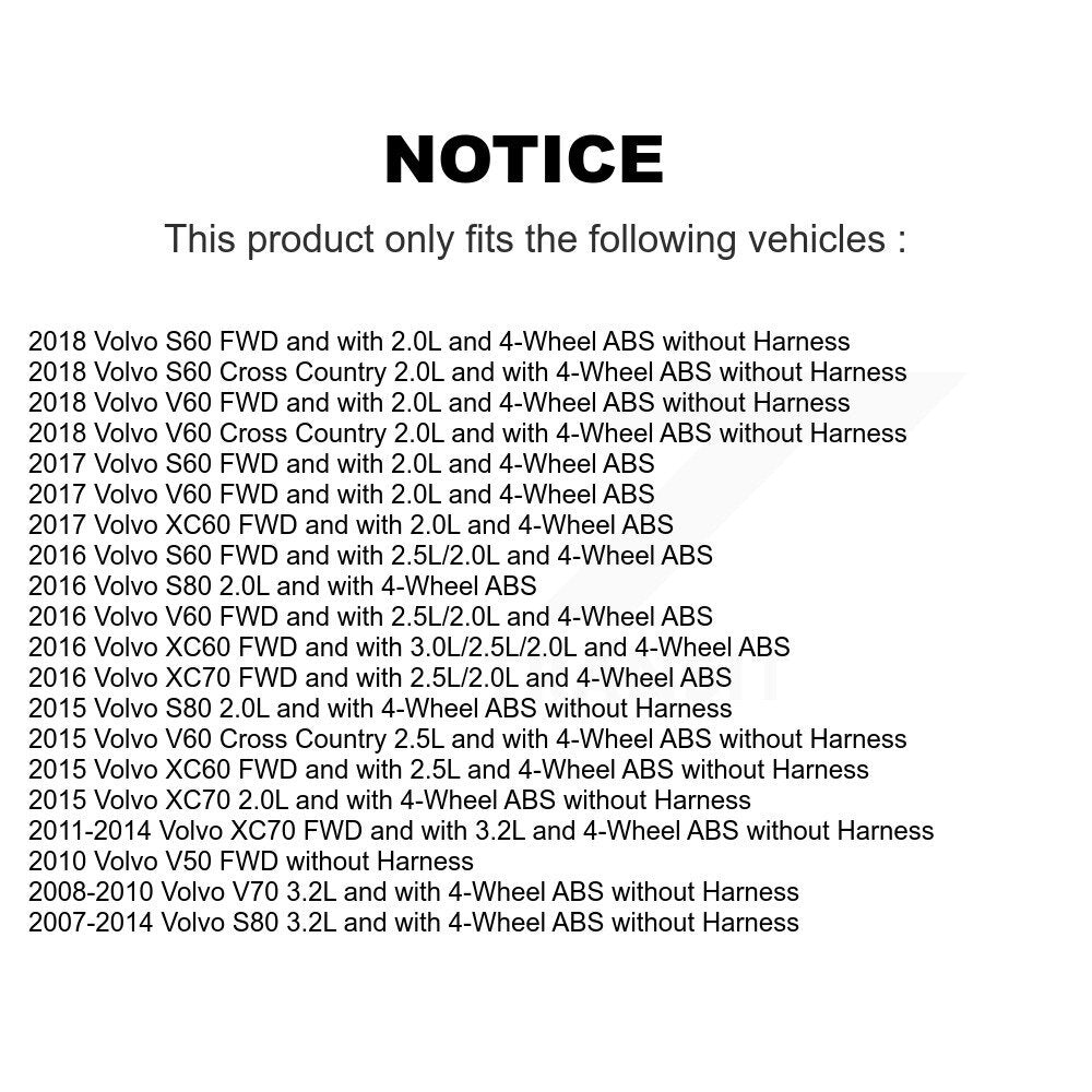 ABS Wheel Speed Sensor Rear SEN-2ABS1892 For Volvo XC60 XC70 S80 S60 V60 Cross