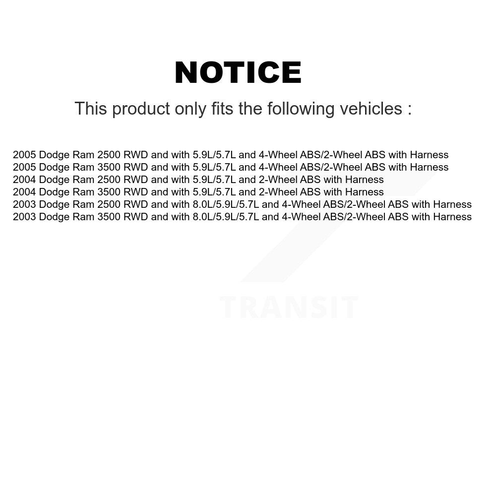 ABS Wheel Speed Sensor Front SEN-2ABS2121 For Dodge Ram 2500 3500 with Harness