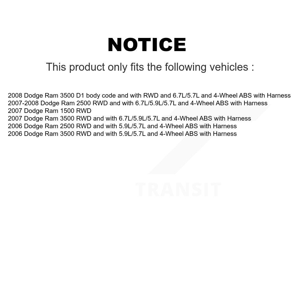 ABS Wheel Speed Sensor Front SEN-2ABS2291 For Dodge Ram 3500 2500 1500