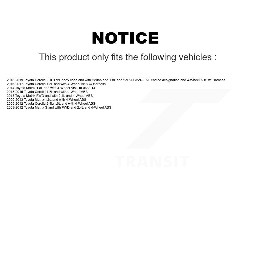 ABS Wheel Speed Sensor Wiring Harness Rear Right SEN-2ABS2479 For Toyota Corolla