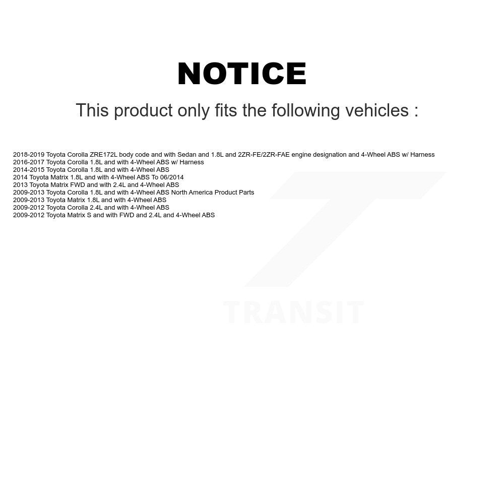 ABS Wheel Speed Sensor Wiring Harness Rear Left SEN-2ABS2487 For Toyota Corolla