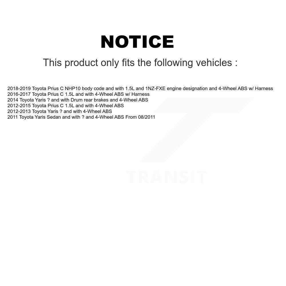 ABS Wheel Speed Sensor Wiring Harness Rear Right SEN-2ABS2653 For Toyota Yaris C