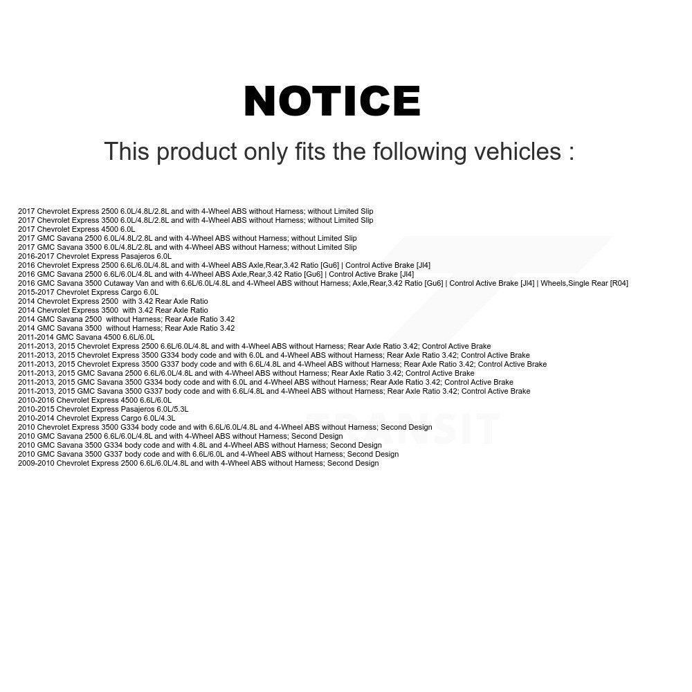 ABS Wheel Speed Sensor Rear SEN-2ABS2678 For GMC Chevrolet Savana 2500 Express