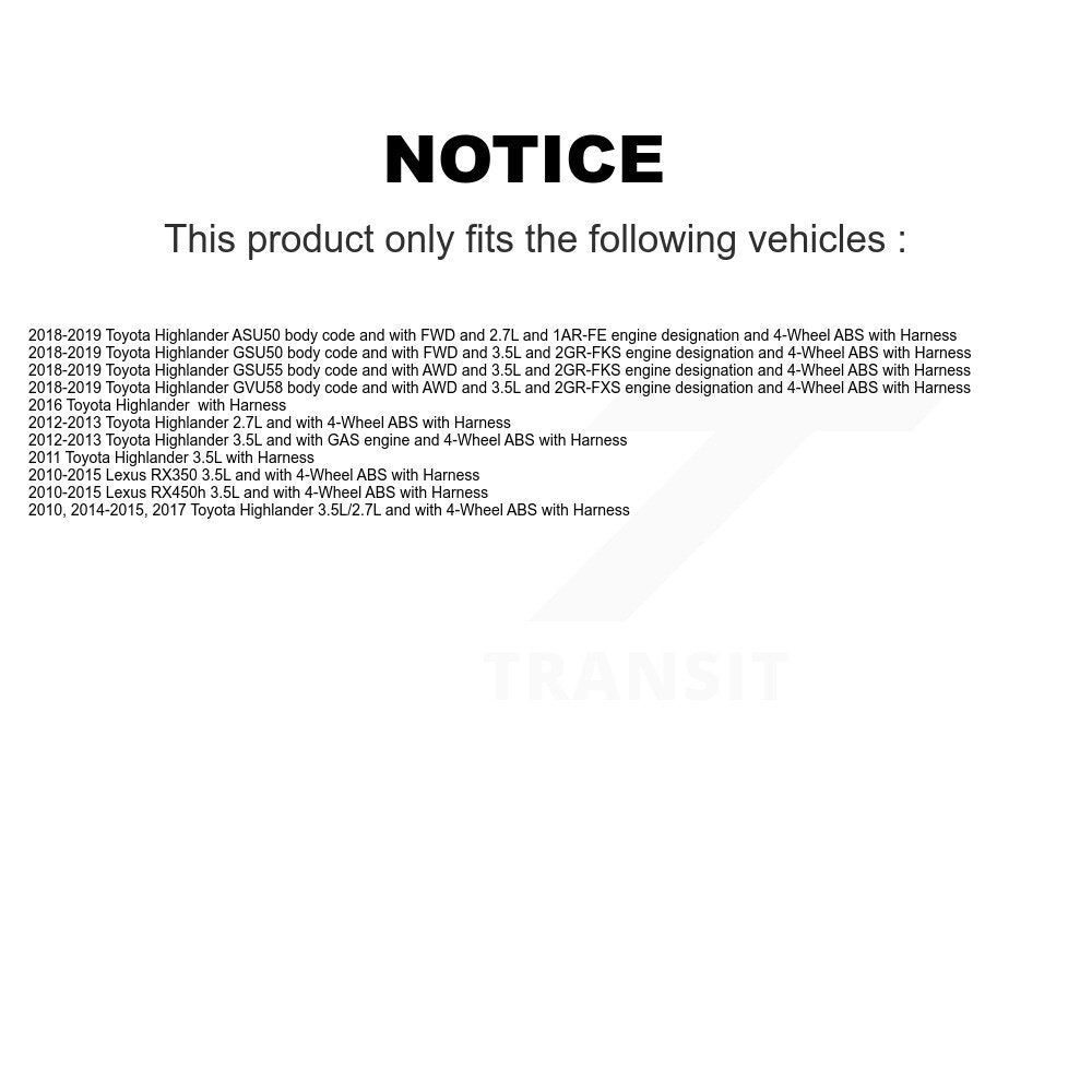 ABS Wheel Speed Sensor Front Left SEN-2ABS2703 For Toyota Highlander Lexus RX350