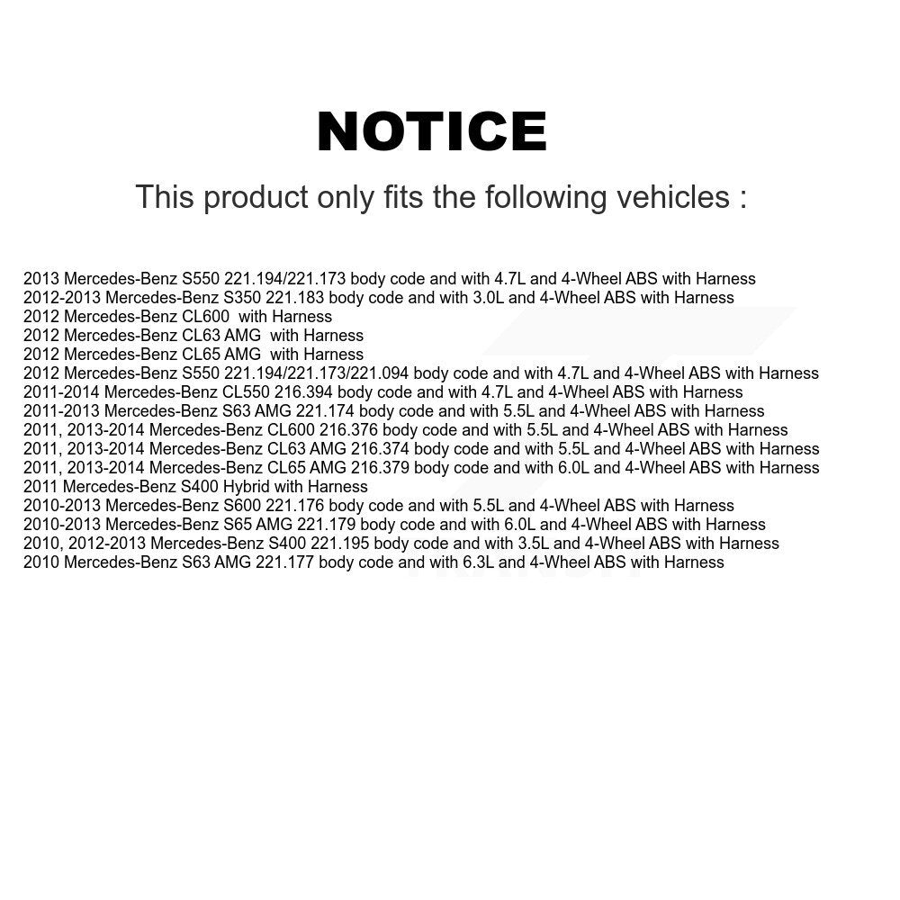 ABS Wheel Speed Sensor Rear SEN-2ABS2766 For Mercedes-Benz S550 S350 CL550 S63