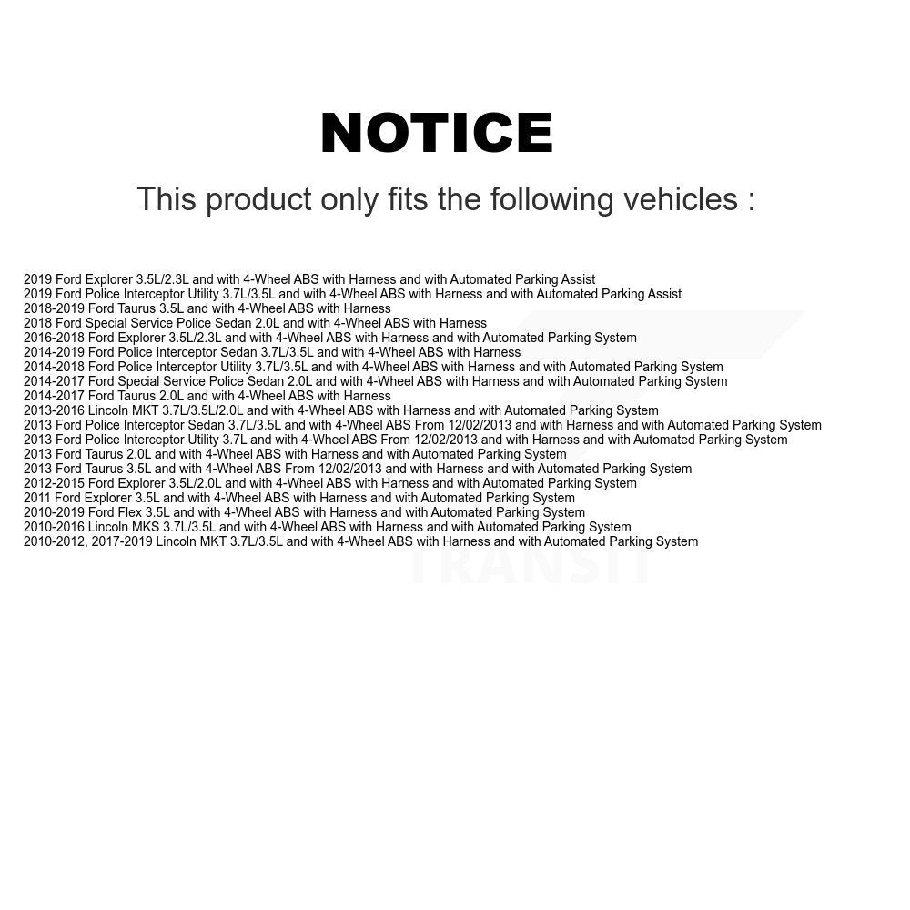ABS Wheel Speed Sensor Rear SEN-2ABS2862 For Ford Explorer Flex Taurus Police