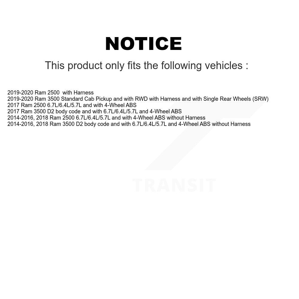 ABS Wheel Speed Sensor Rear Right SEN-2ABS3025 For Ram 2500 3500