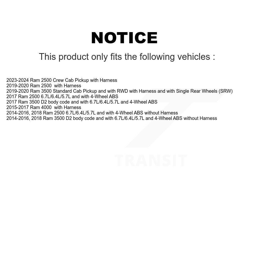 ABS Wheel Speed Sensor Rear Right SEN-2ABS3025 For Ram 2500 3500 4000