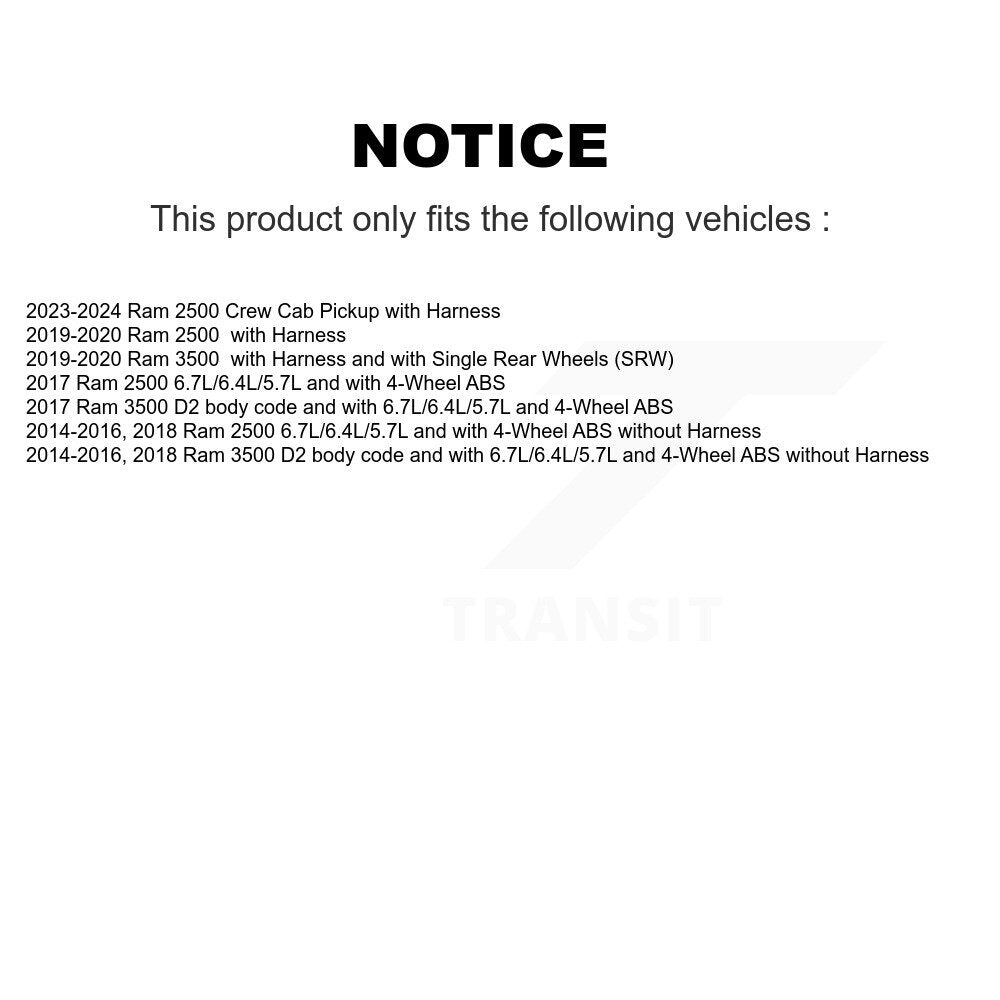 ABS Wheel Speed Sensor Rear Left SEN-2ABS3026 For Ram 2500 3500