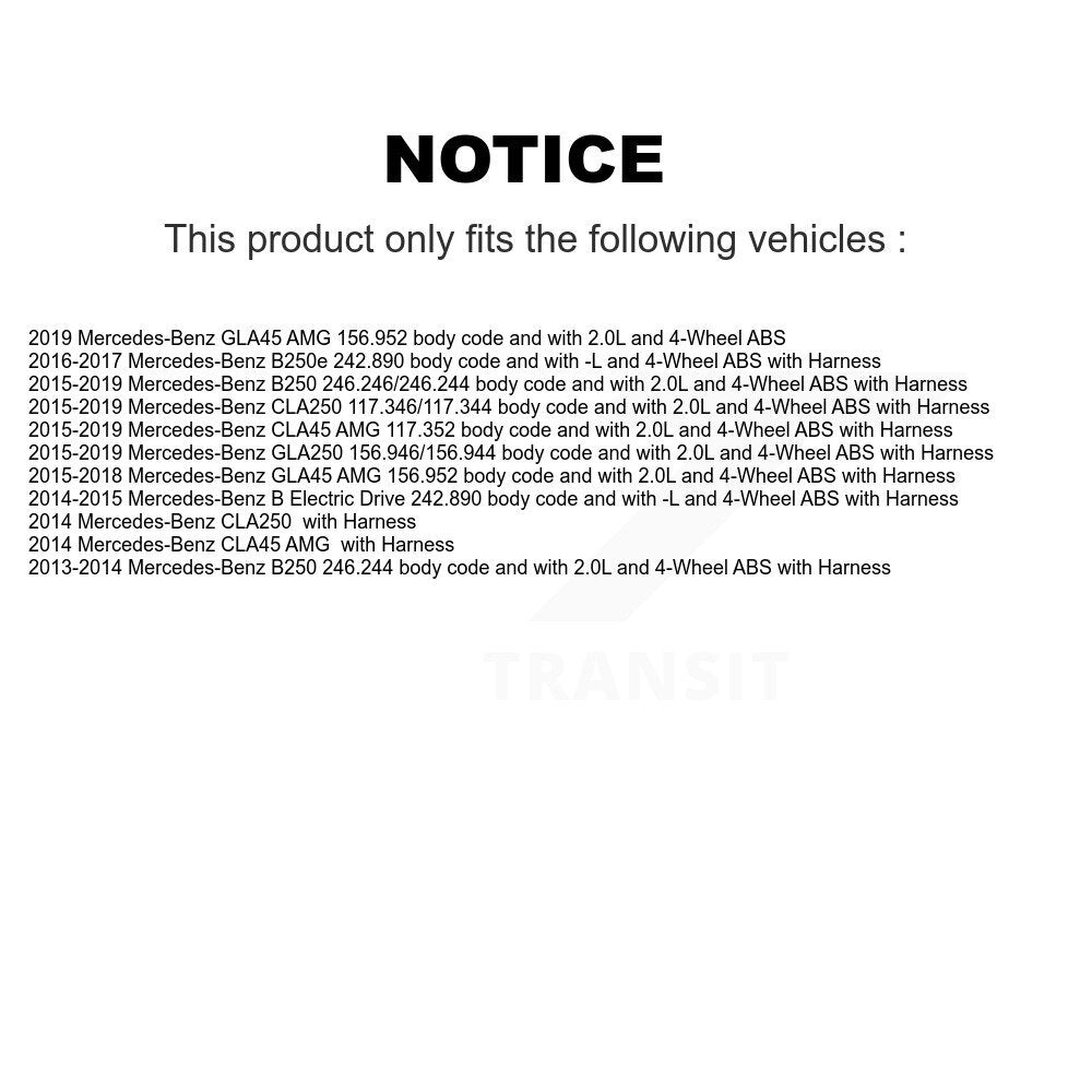 ABS Wheel Speed Sensor Rear SEN-2ABS3029 For Mercedes-Benz GLA250 CLA250 B250 B