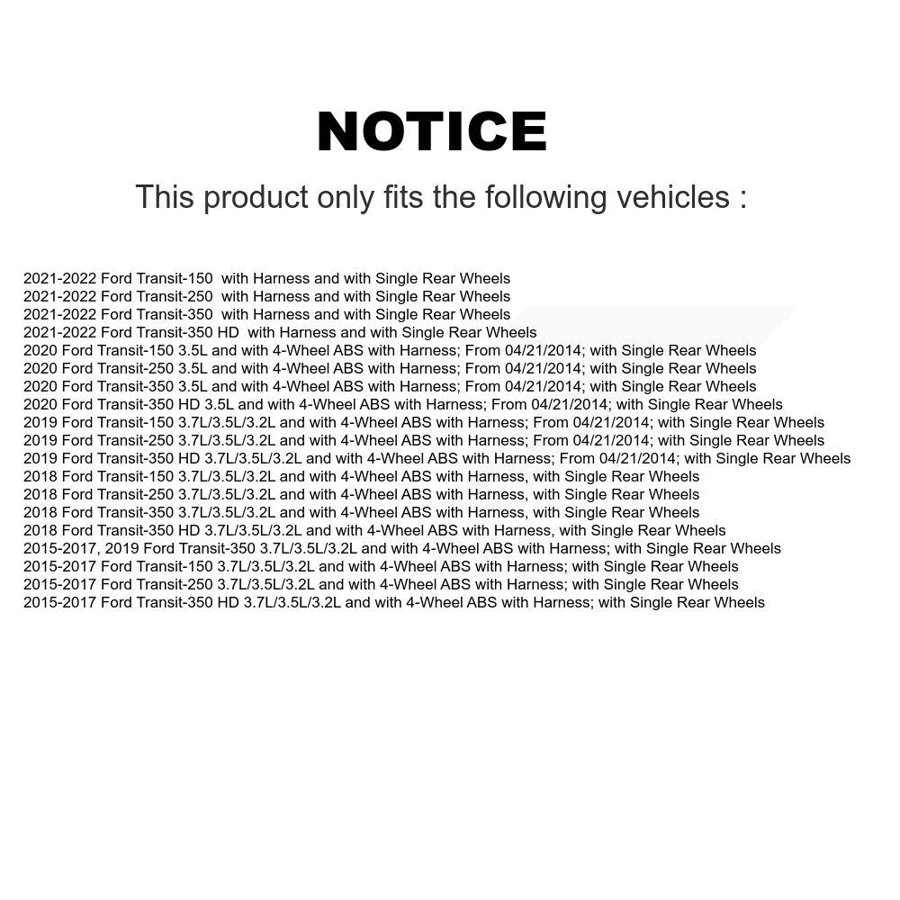 ABS Wheel Speed Sensor SEN-2ABS3135 For Ford Transit-250 Transit-150 Transit-350